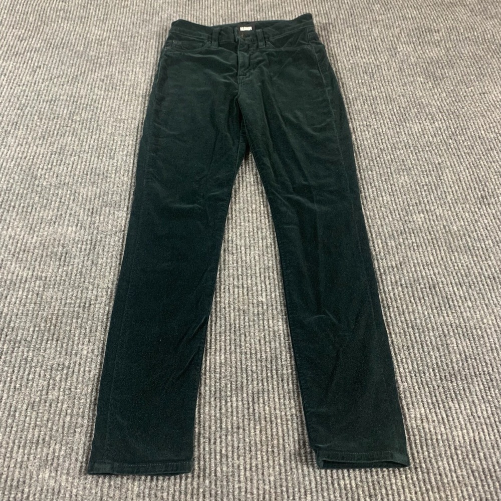 Hudson Jeans Womens 25 Green Velour Skinny Stretch 25x28 Mid‎ Rise Dark Comfort
